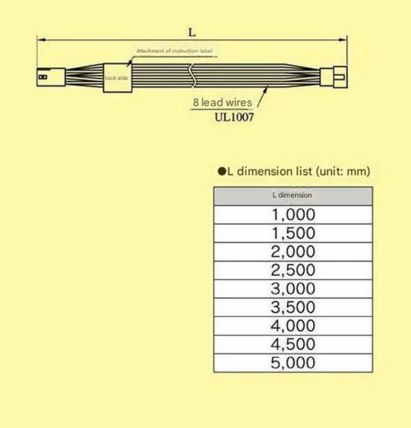 MIWA LOCK AL 8C wiring cable for electric locks L dimension list
