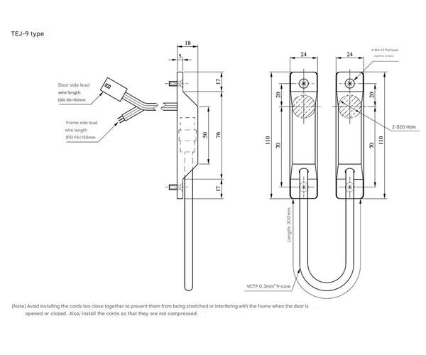MIWA LOCK TEJ-9 joint cord energizing fitting for electric locks product details
