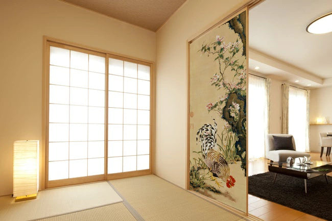 Stylish Fusuma Paper Japanese Ito Jakuchu design fusuma paper 3 Torinoko Washi Modern Image