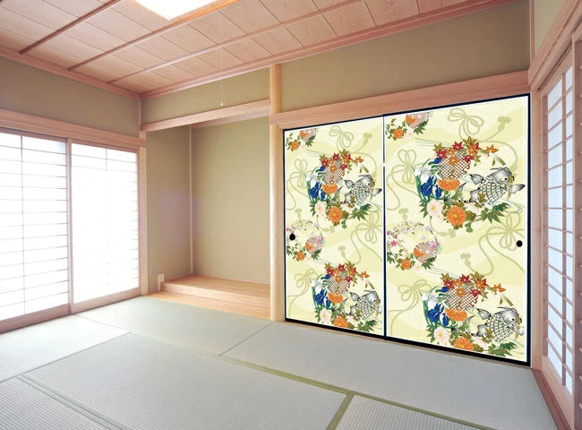 Stylish Fusuma Paper Orihime Carp Torinoko Washi Modern Image