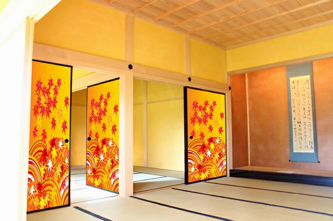 Stylish Fusuma Paper Orihime Momiji leaves turning red Torinoko Washi Modern Size Image