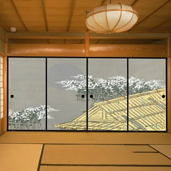 Stylish Fusuma Paper Setsuka Kamisaka “Autumn Flowers" 1 set of 4 Papers