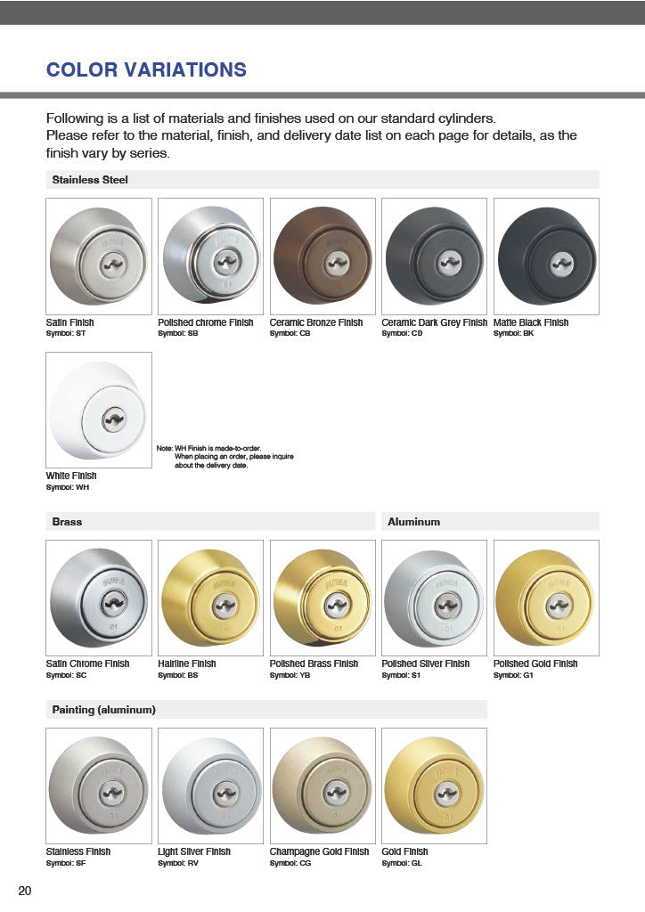 DN-1 DEADBOLT MORTISE LOCKS U9 Cylinder COLOR VARIATIONS