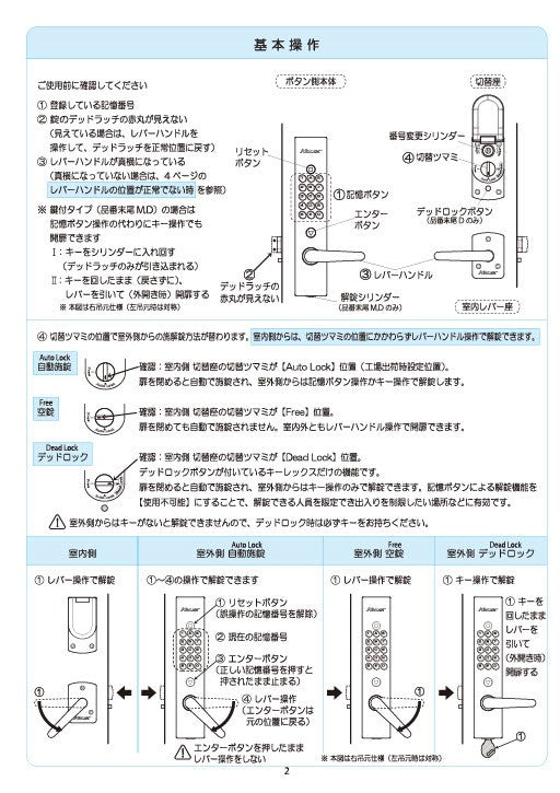 KEYLEX 4000 Prime AutoLock with Emergency Release Device Lever type 取扱説明2