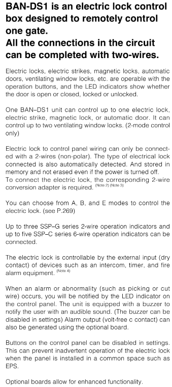 MIWA MIWALOCK BAN-DS1 WIRE ELECTIRIC LOCK CONTROL BOX Product Details