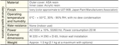 MIWA MIWALOCK BAN-DS2 LINE ELECTRIC LOCK CONTROL BOX General specifications