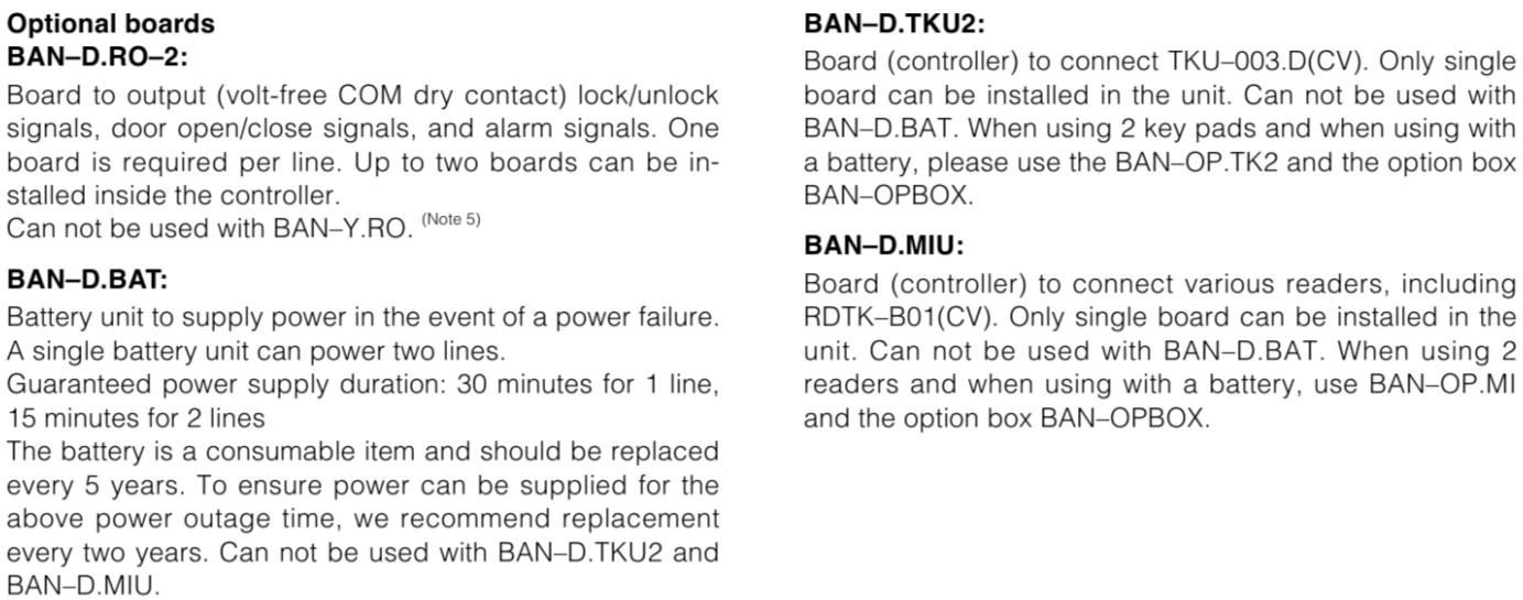 MIWA MIWALOCK BAN-DS2 LINE ELECTRIC LOCK CONTROL BOX Optional boards
