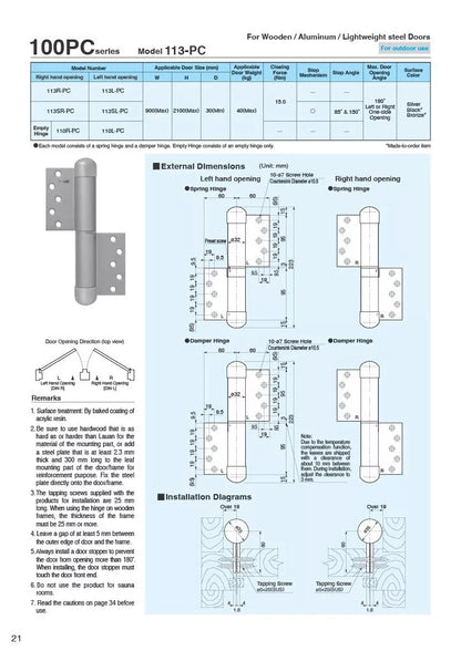 NITTO KOHKI 100PC series model 113-PC catalog