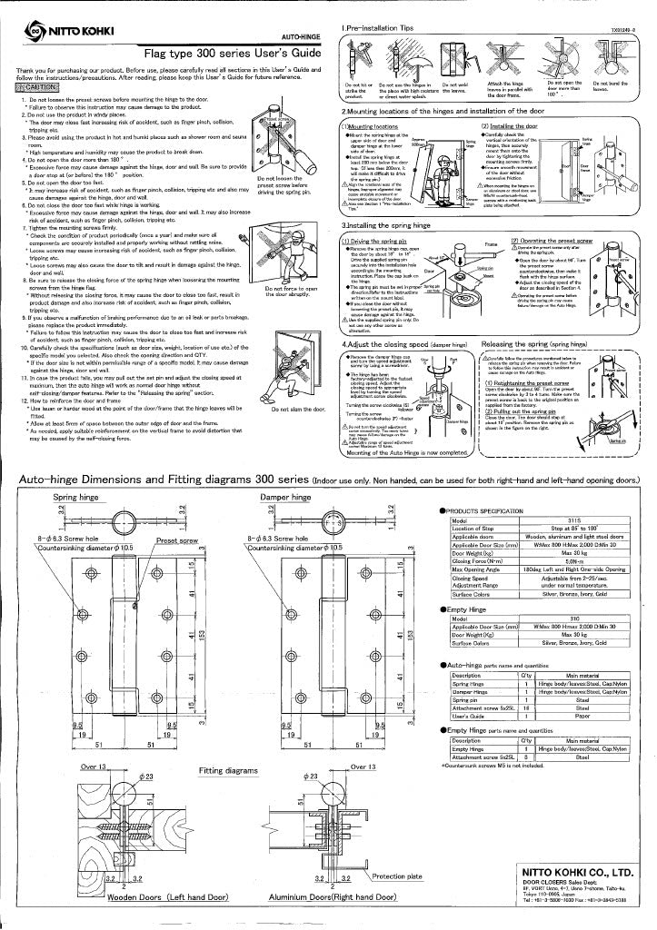 NITTO KOHKI 300series Included documents: Instruction manual English