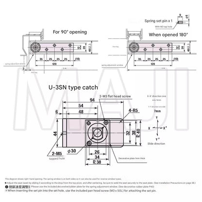 NITTO KOHKI AUTO-HINGE AFD series 12H-B Receiver Seat Dimensions
