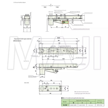 NITTO KOHKI AUTO-HINGE AFD series 30-X N-23X Installation Diagram