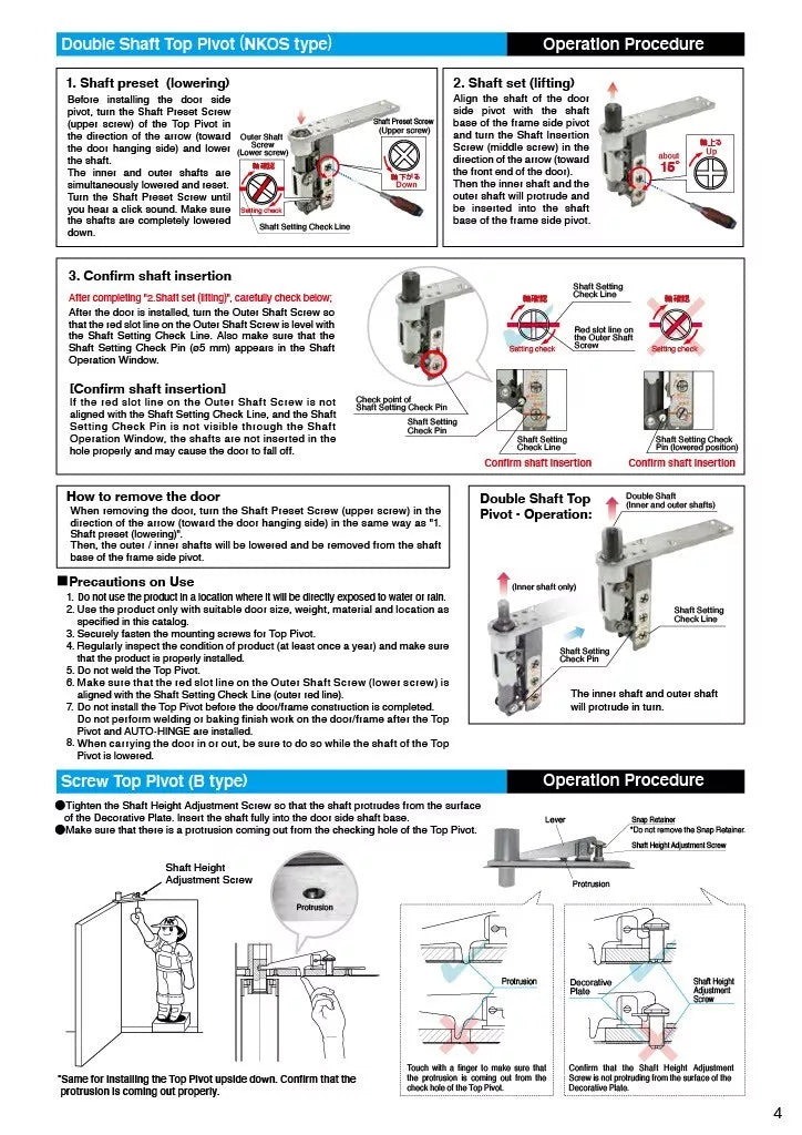 NITTO KOHKI Auto-Hinge Center Hang Type operation procedure