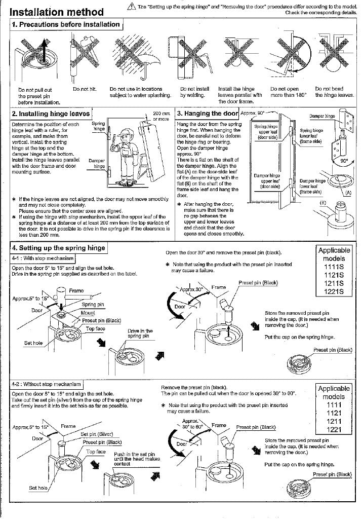 NITTO KOHKI (DENSEI) Auto-Hinge Flag Type 1000series Model 1100 Instruction Manual 2