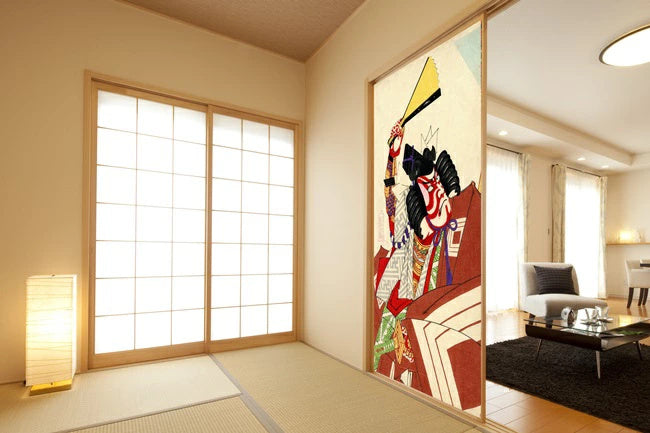 Stylish Fusuma Paper KABUKI（Japanese classical drama）Torinoko Washi Modern Image