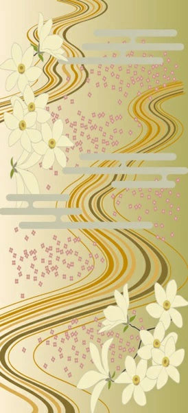 Stylish Fusuma Paper Orihime flowing water flower pattern Torinoko Washi Modern
