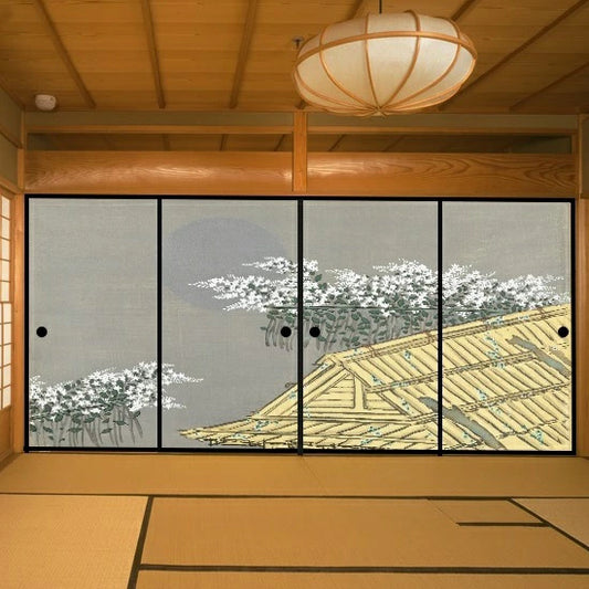 Stylish Fusuma Paper Setsuka Kamisaka “Autumn Flowers" 1 set of 4 Papers