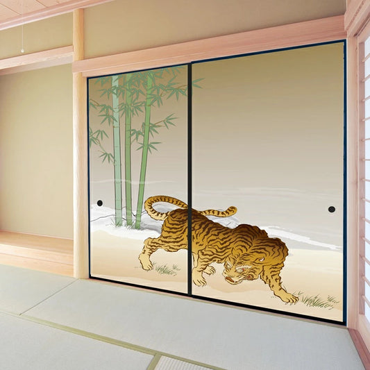 Stylish Fusuma Paper TOR（Tiger）1 set of 2 Torinoko Washi Modern