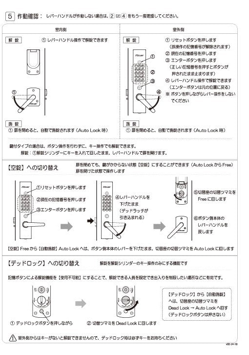 KEYLEX 4000 Prime AutoLock with Emergency Release Device Lever type 【MADE IN JAPAN】